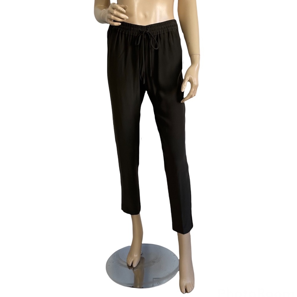 IMRIE Women's L’orient Tuxedo Silk Pant in Olive Green XS